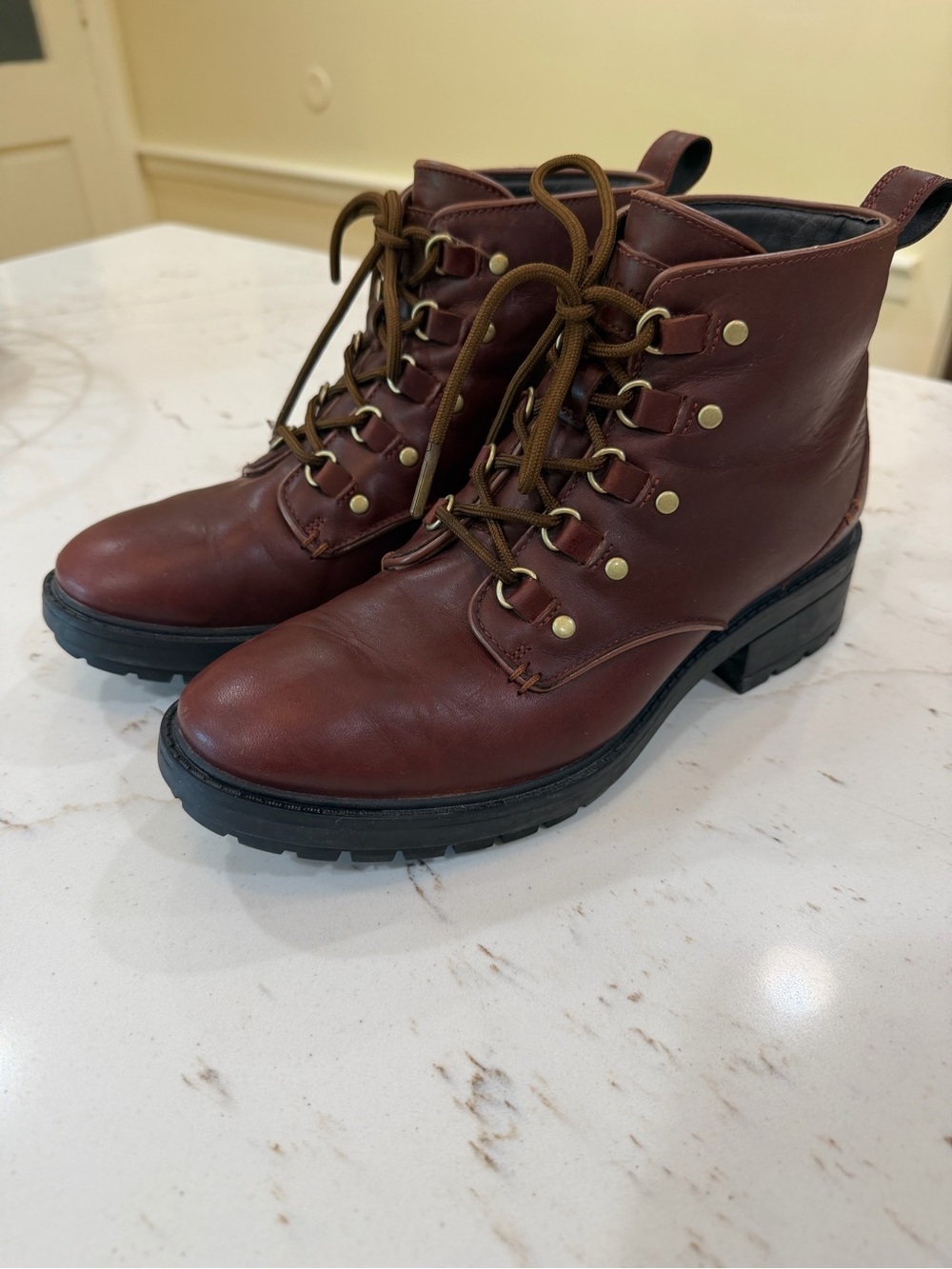 Cole Haan Women's Dark Brown Grand OS Lace-Up Leather Boots
